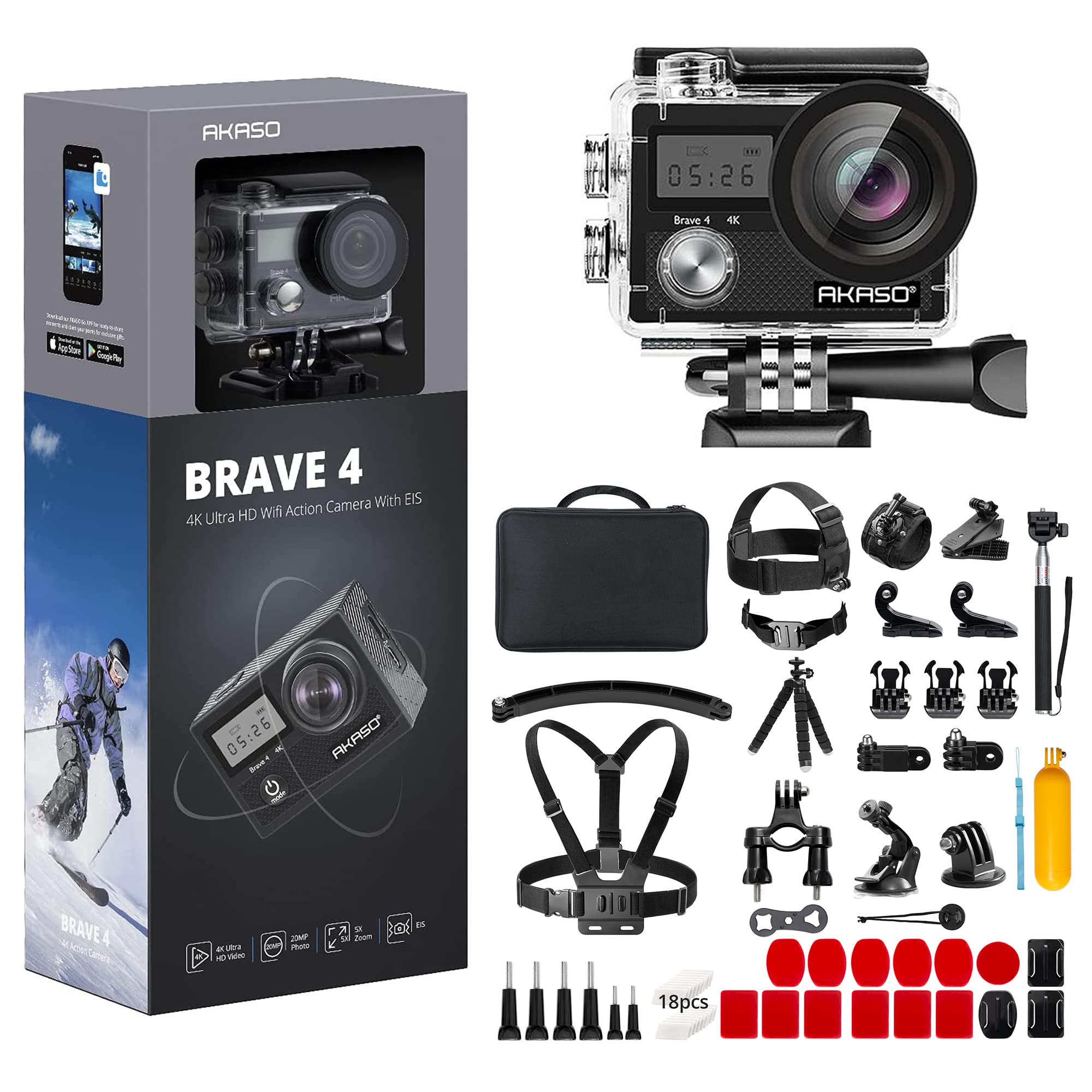 Amazon.com : AKASO Brave 4 Action Camera with 60 in 1 Accessories
